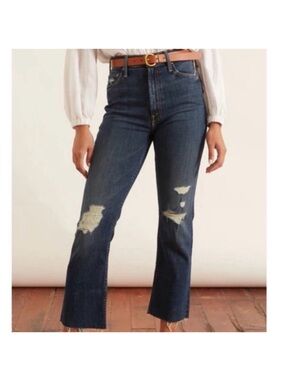 MOTHER The Scrapper Cuff Distressed Boyfriend Jeans